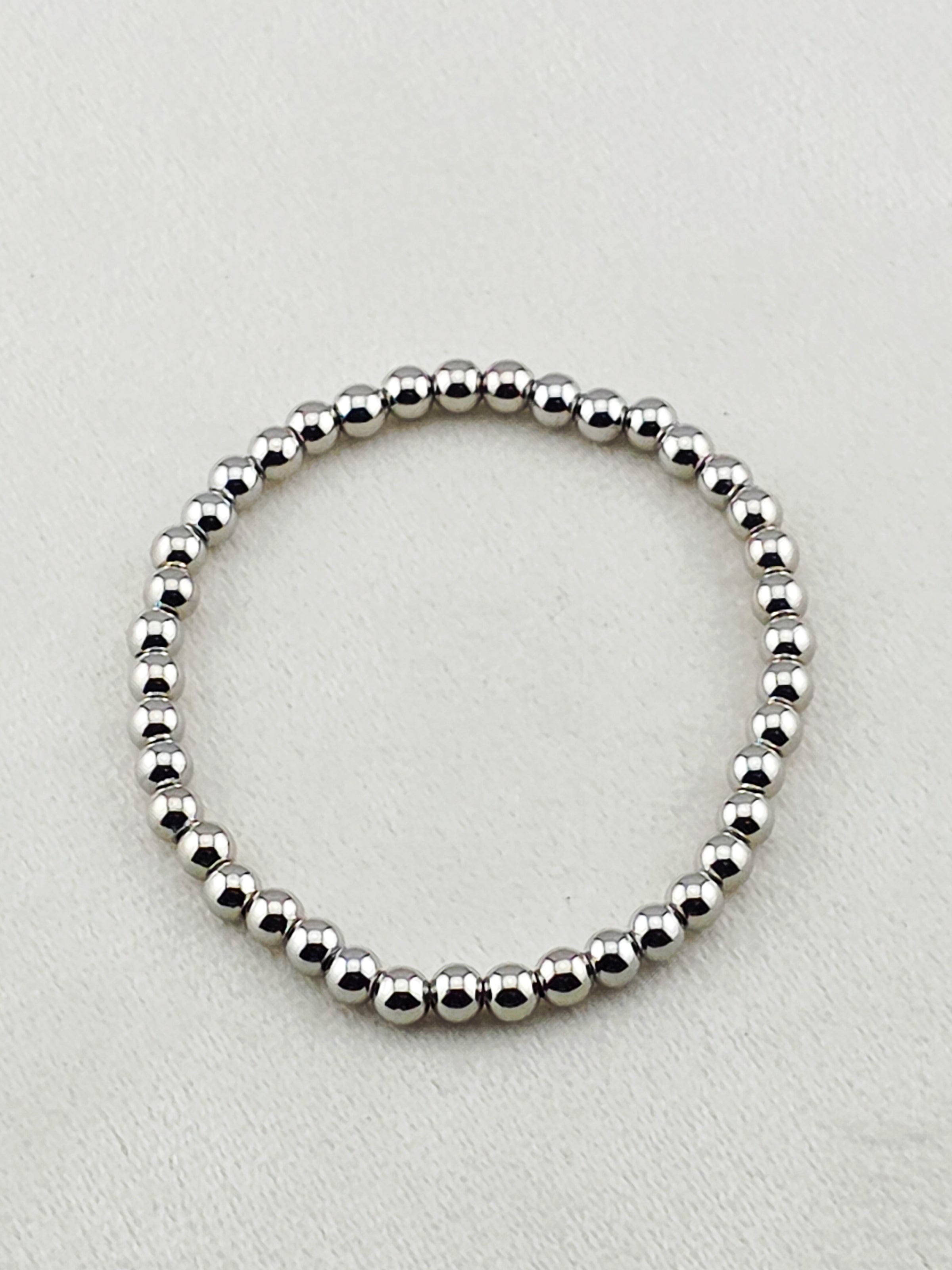 Silver-Filled 5mm Bead Stretch Bracelet