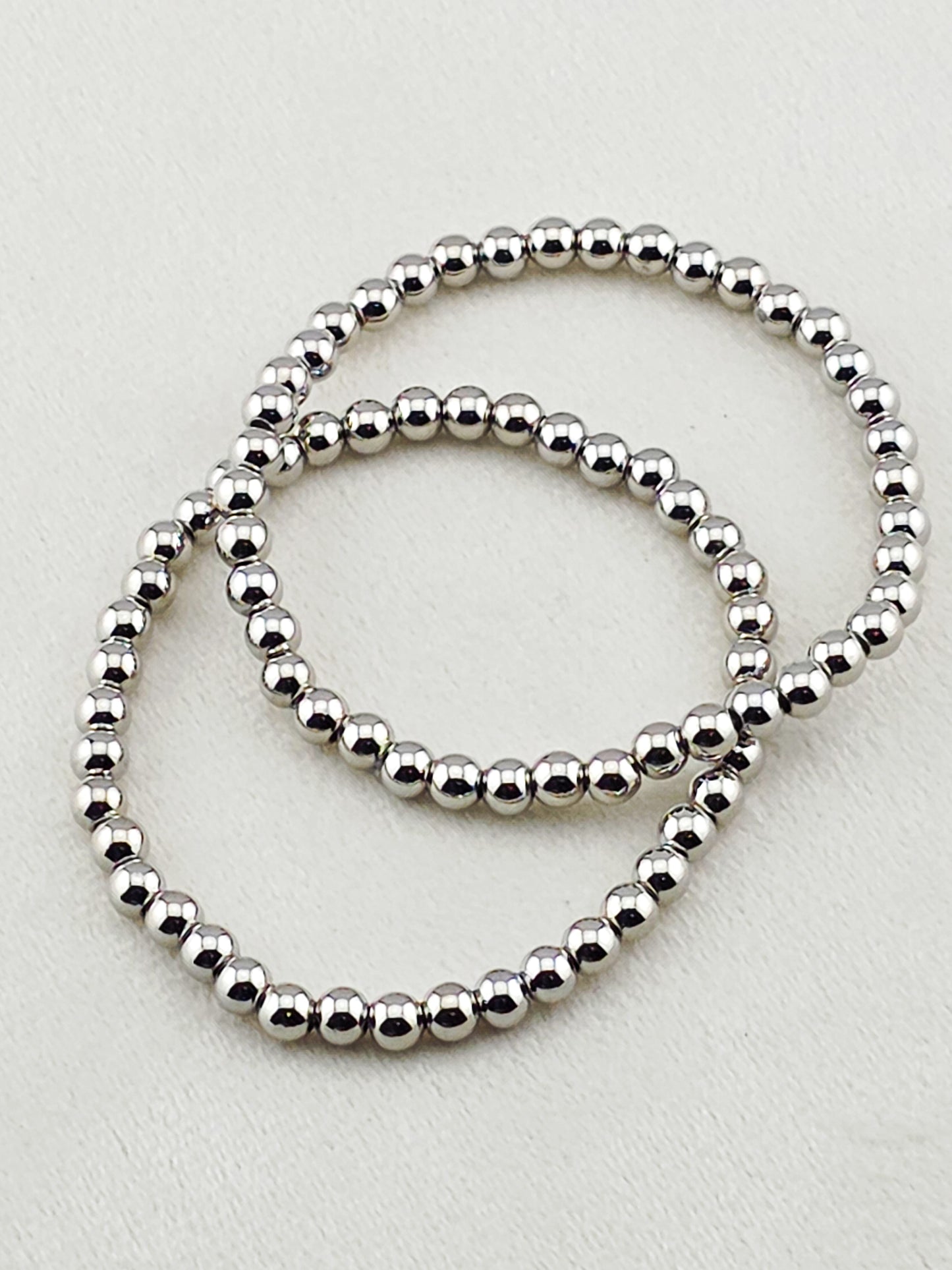 Silver-Filled 5mm Bead Stretch Bracelet