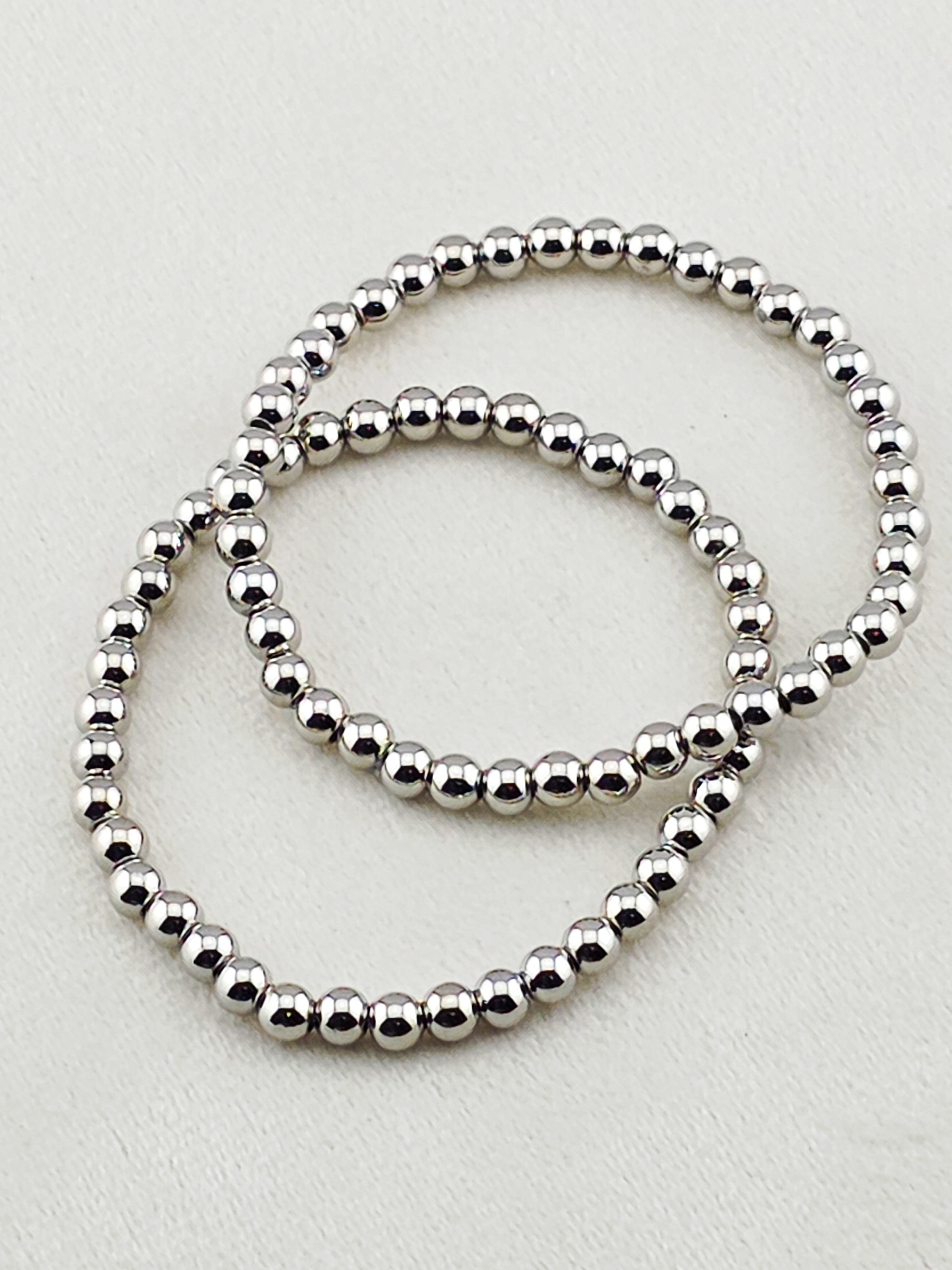 Silver-Filled 5mm Bead Stretch Bracelet
