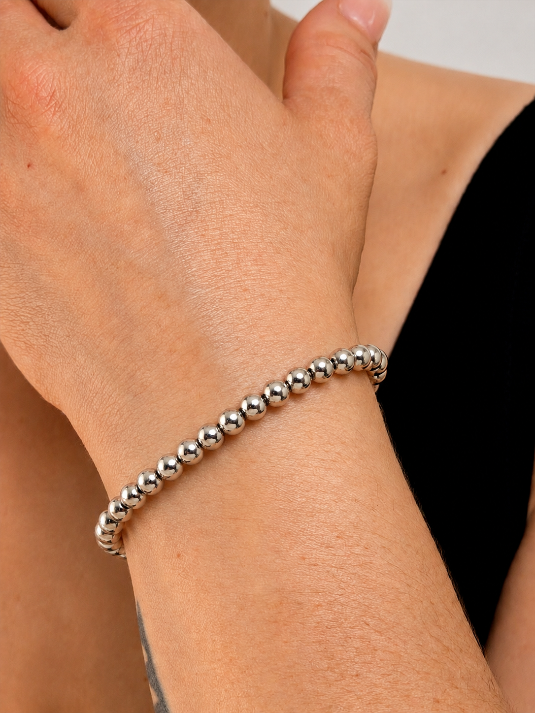 Silver Filled Beaded Stretch Bracelet (6mm)