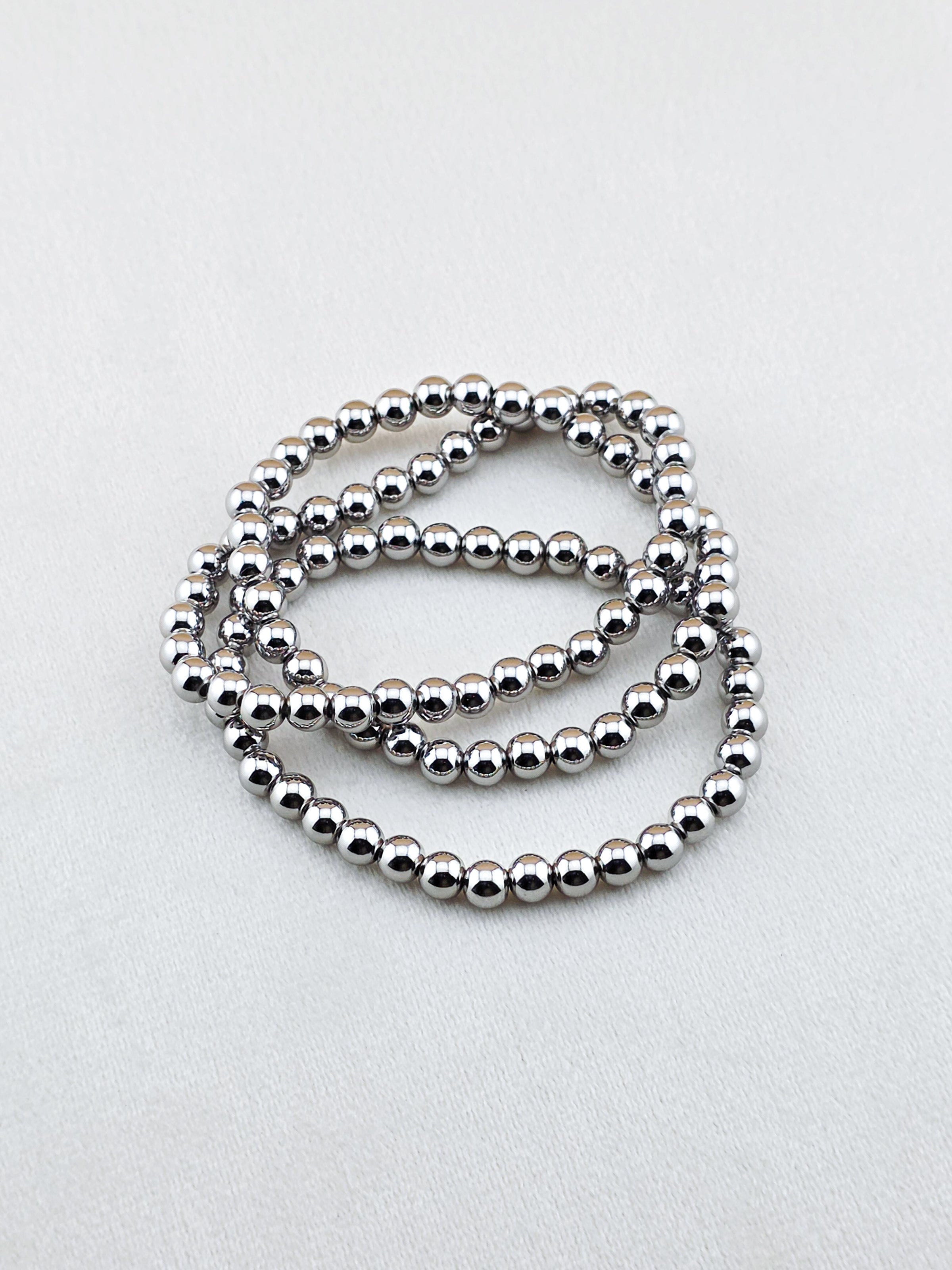 Silver-Filled 6mm Bead Stretch Bracelet