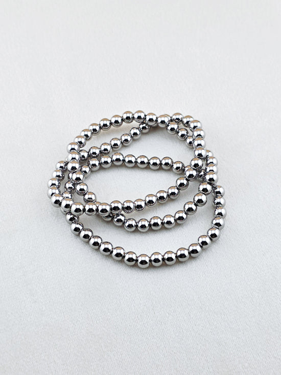 Silver-Filled 6mm Bead Stretch Bracelet