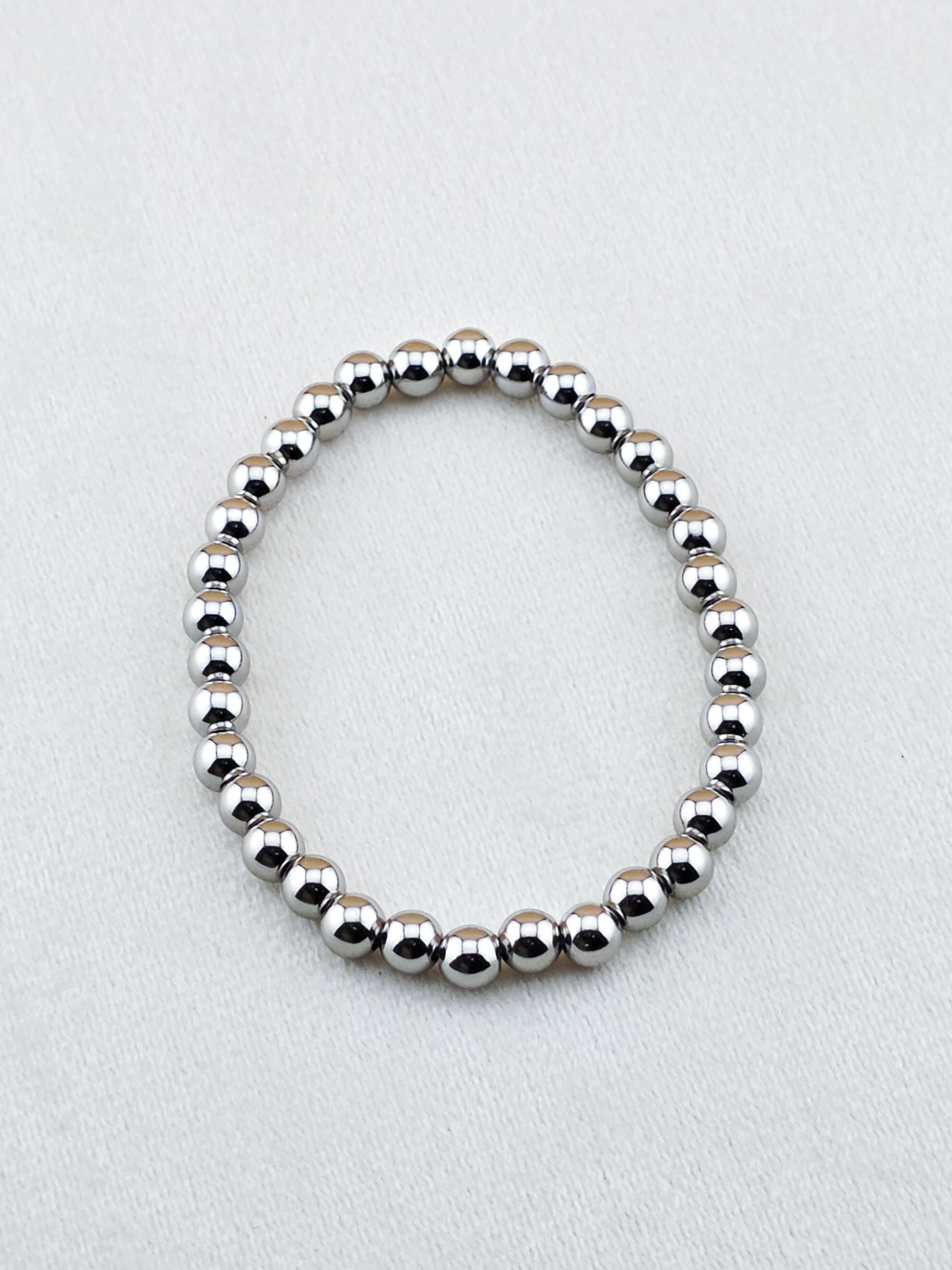 Silver-Filled 6mm Bead Stretch Bracelet