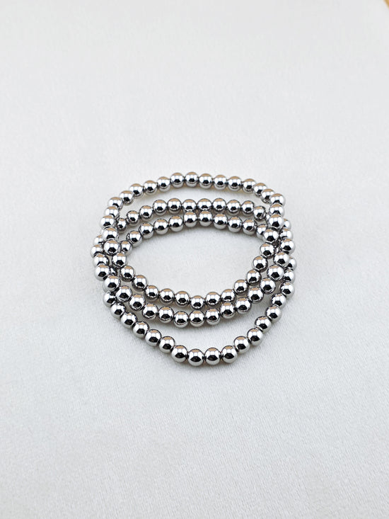 Silver-Filled 6mm Bead Stretch Bracelet