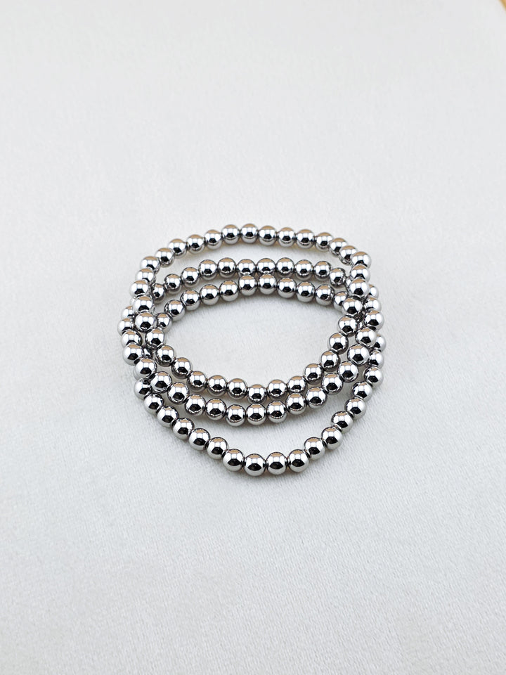 Silver-Filled 6mm Bead Stretch Bracelet
