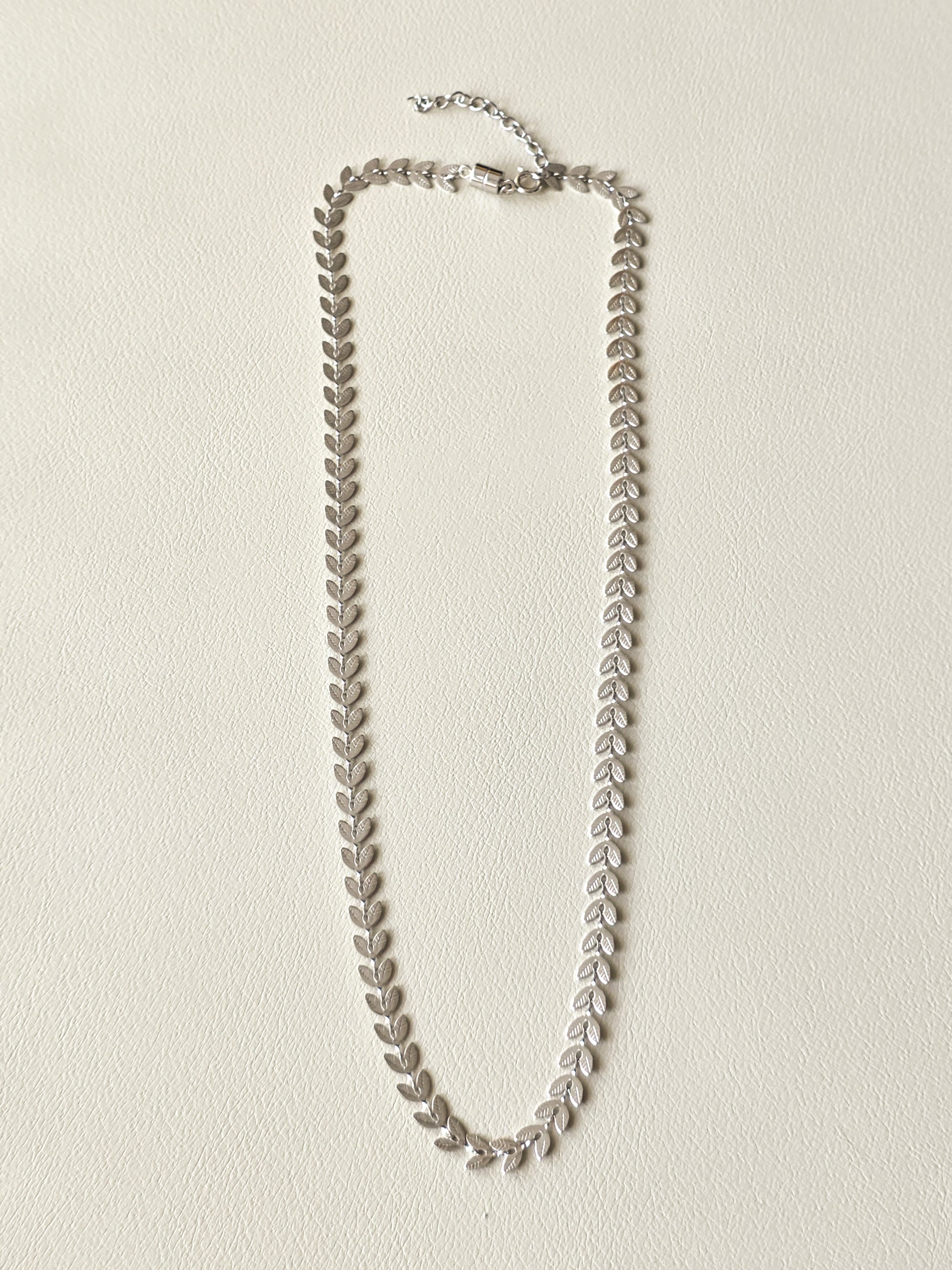 Silver Leaf Chain Necklace