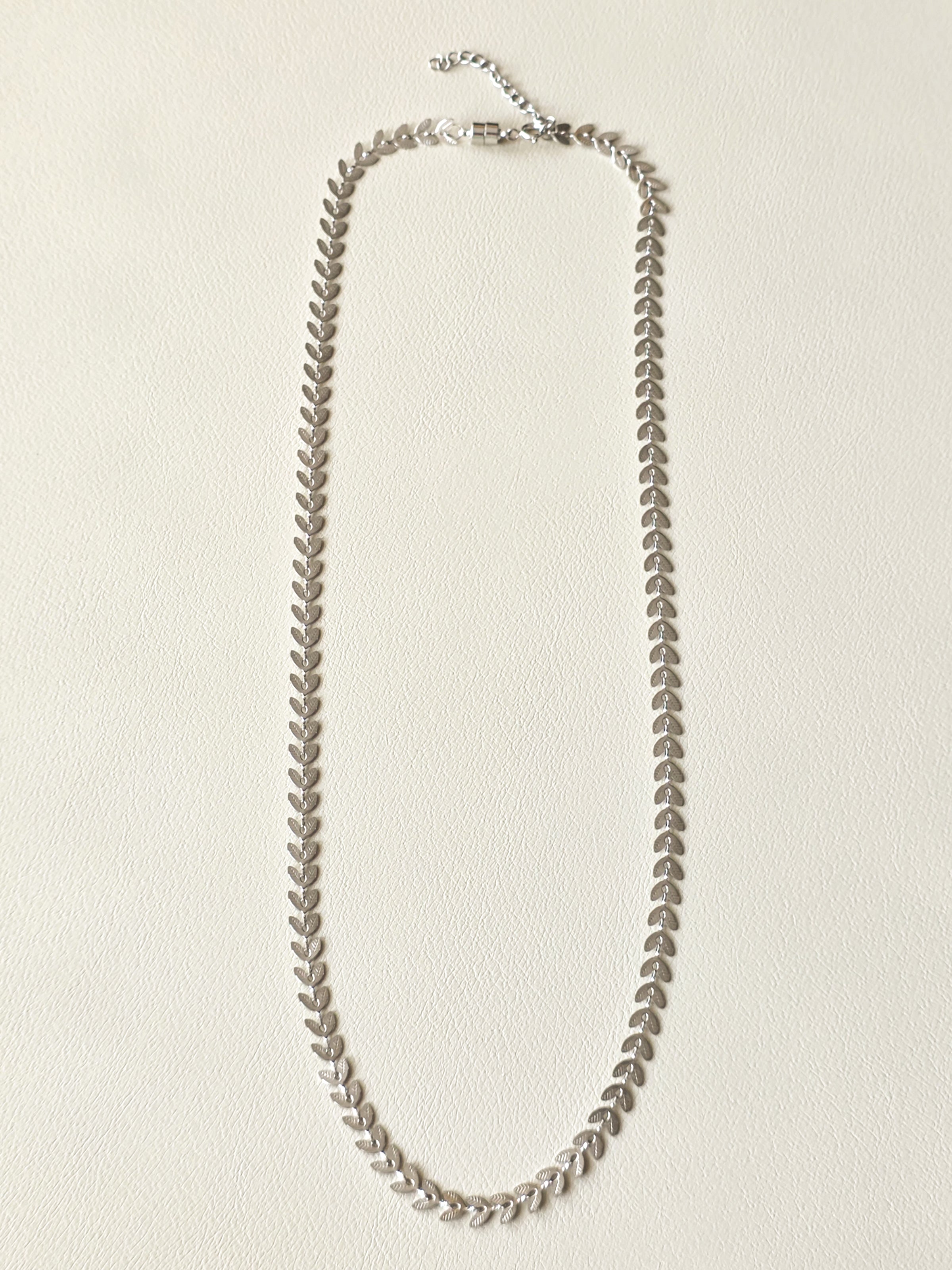 Silver Leaf Chain Necklace