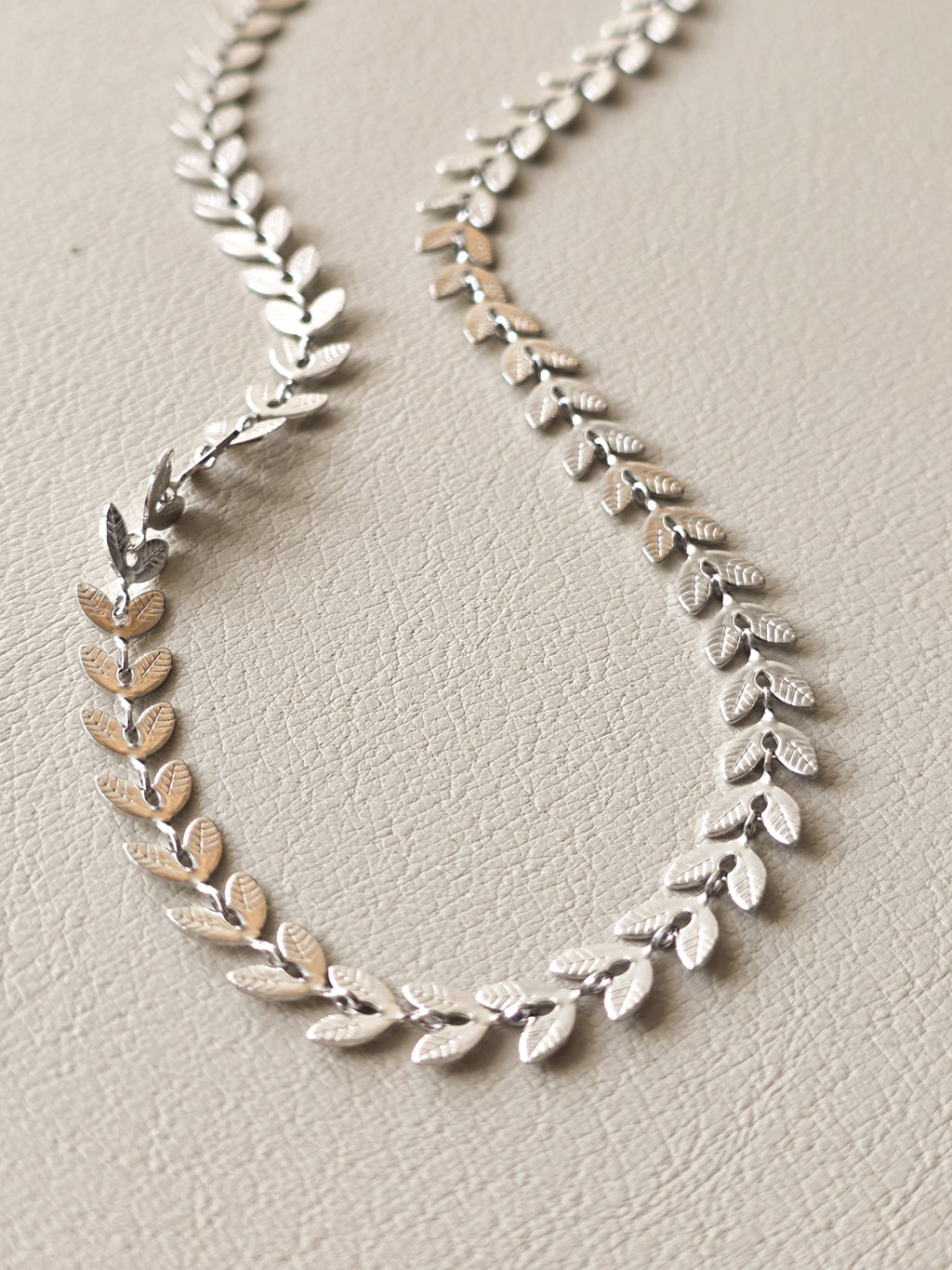 Silver Leaf Chain Necklace