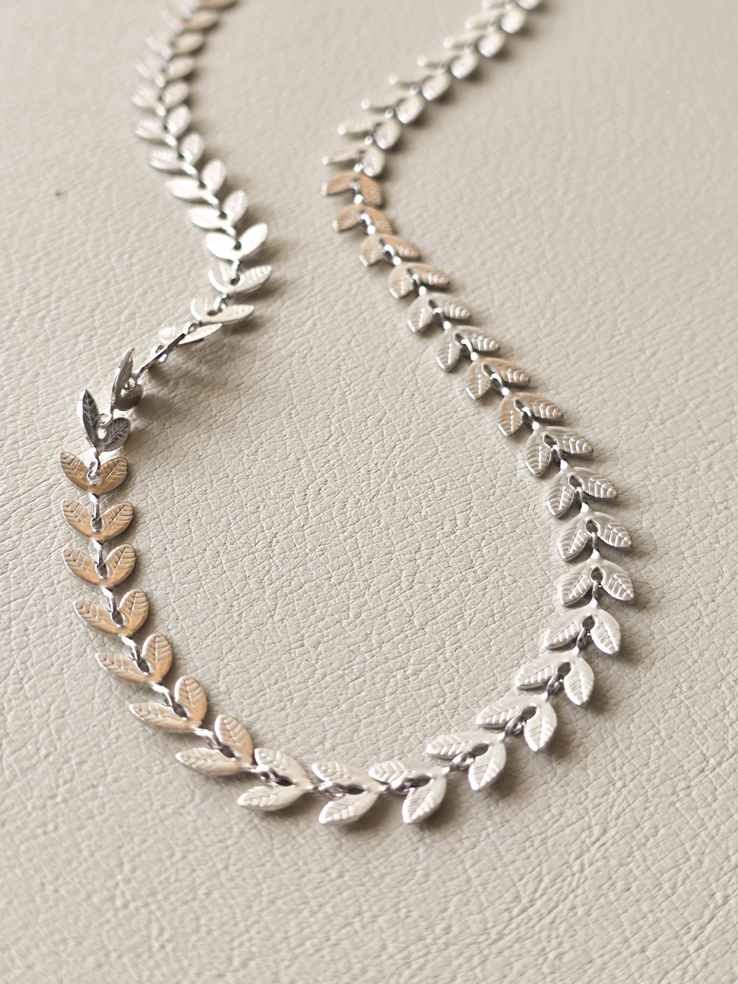 Silver Leaf Chain Necklace