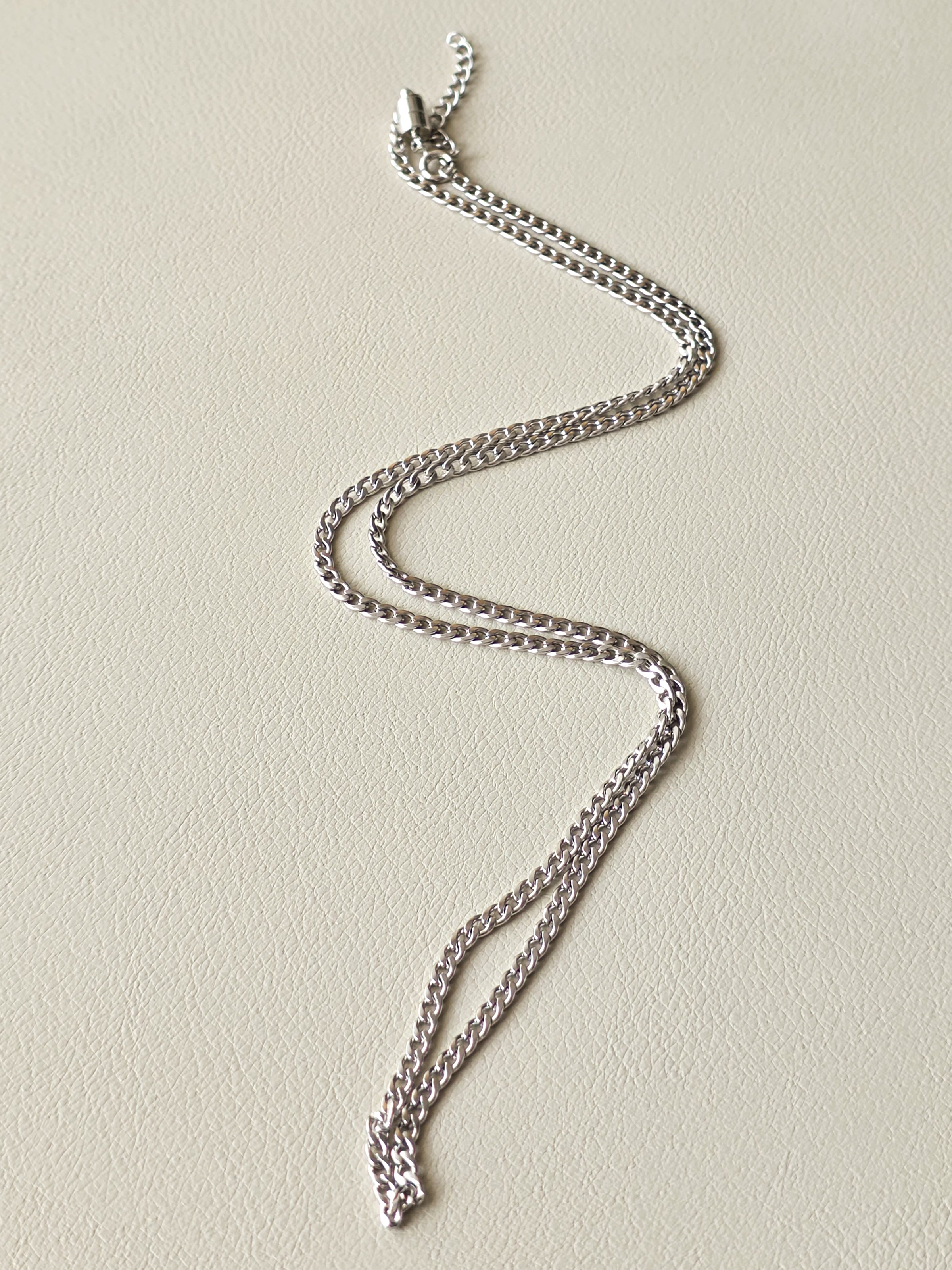 Stainless Steel Slim Cuban Chain Necklace