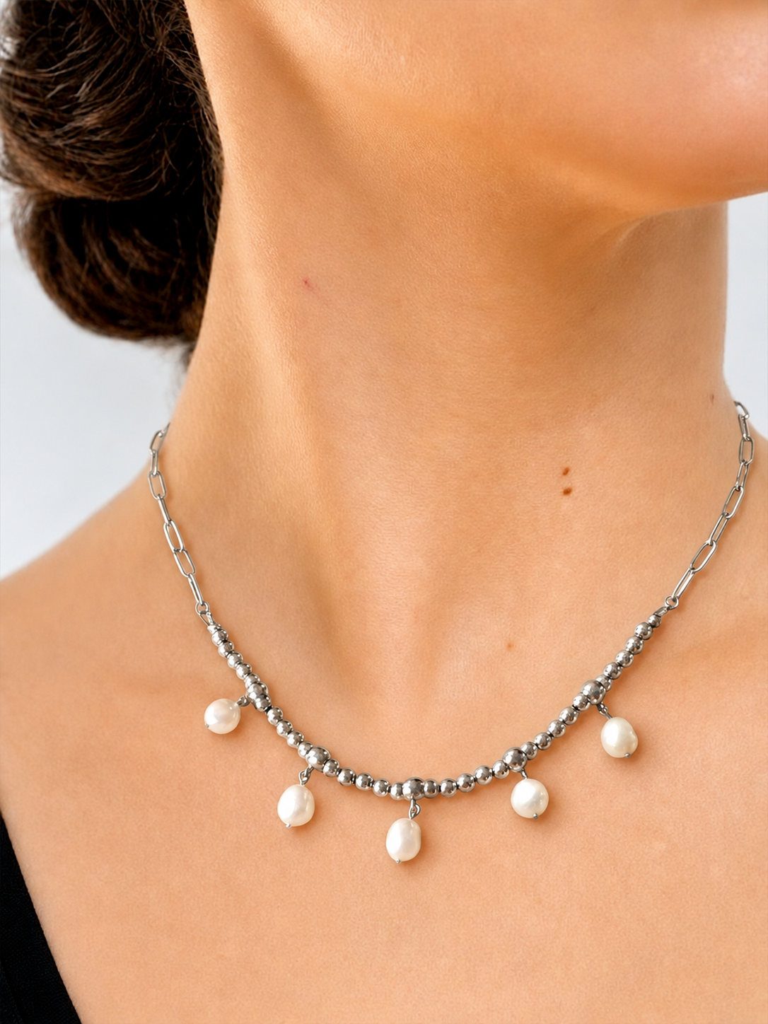 Freshwater Pearl & Silver Statement Necklace