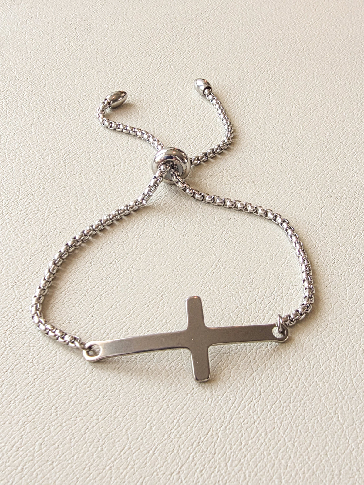 Steel Cross Slider Bracelet