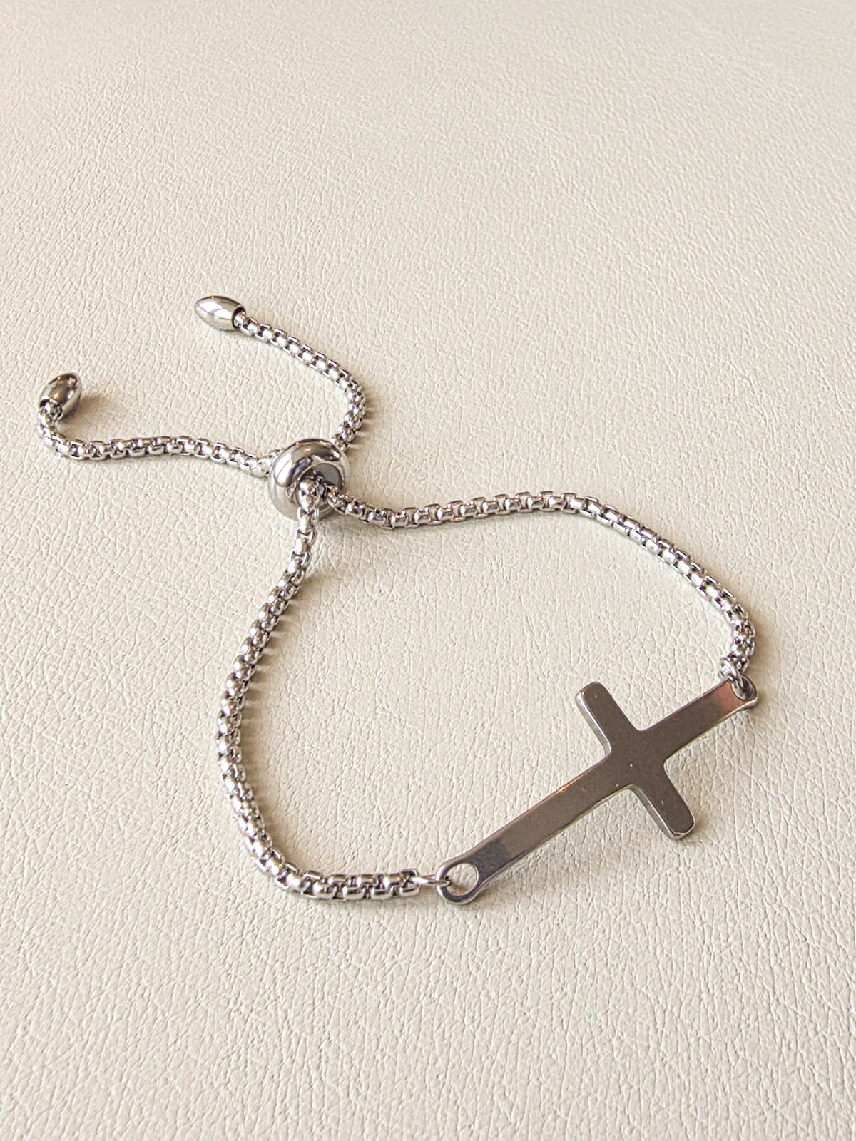 Steel Cross Slider Bracelet