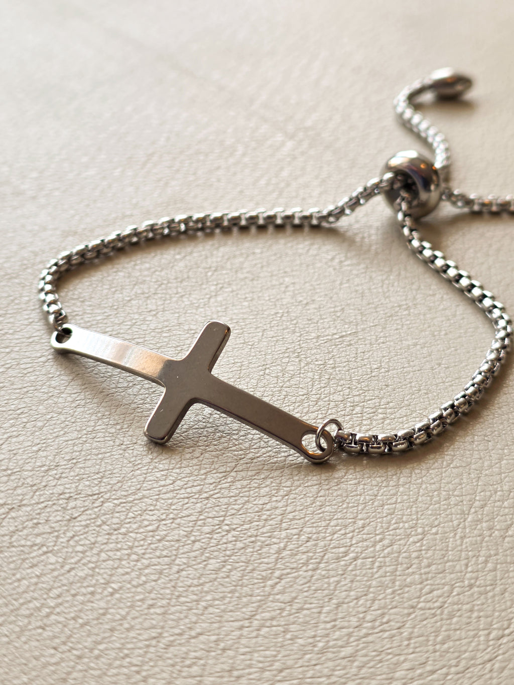 Steel Cross Slider Bracelet