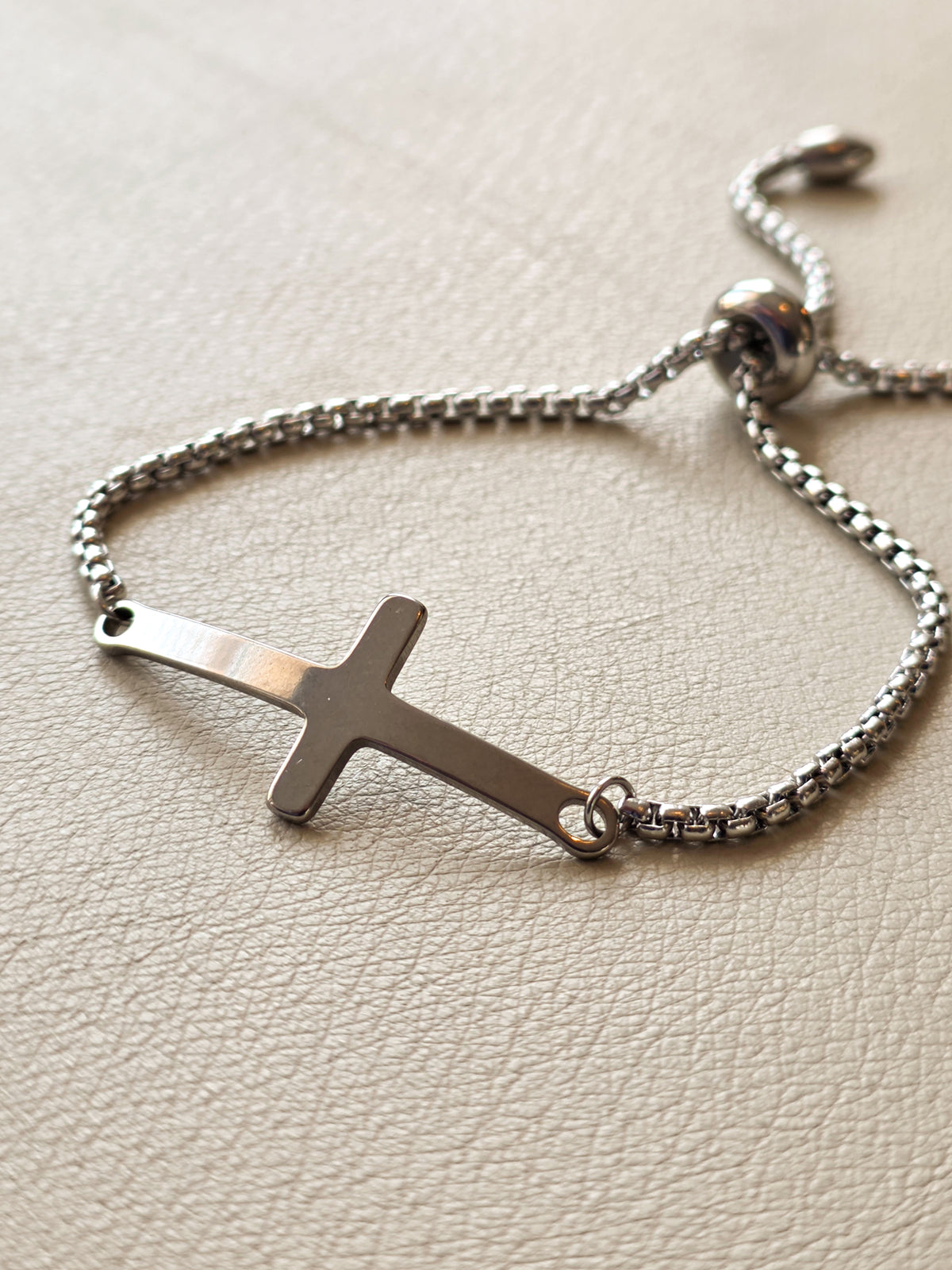 Steel Cross Slider Bracelet
