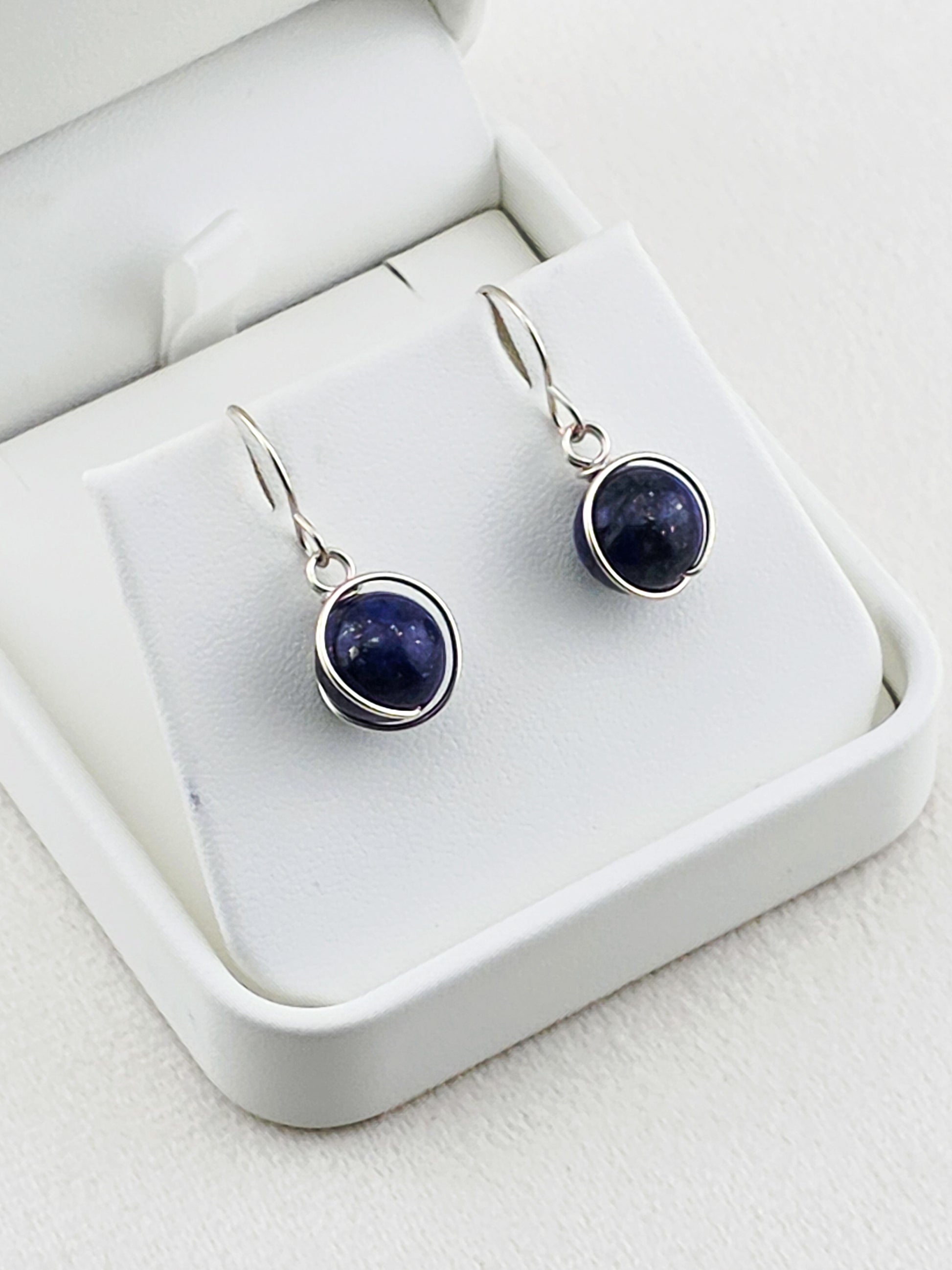 Lapis & Argentium Orbital Earrings