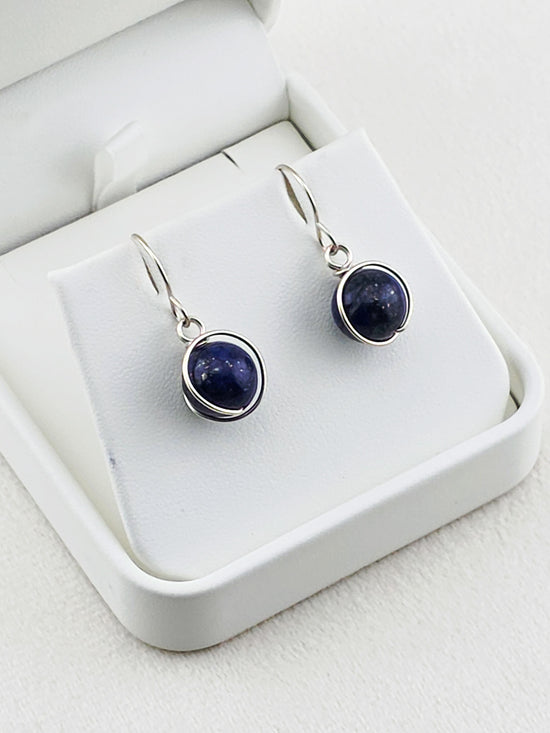 Lapis & Argentium Orbital Earrings