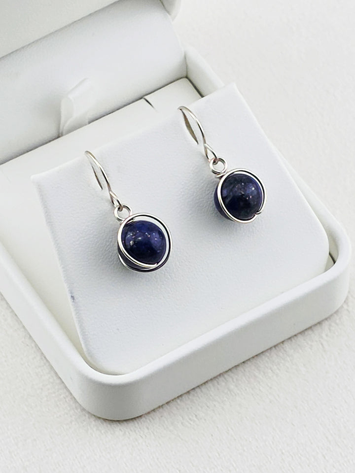 Lapis & Argentium Orbital Earrings