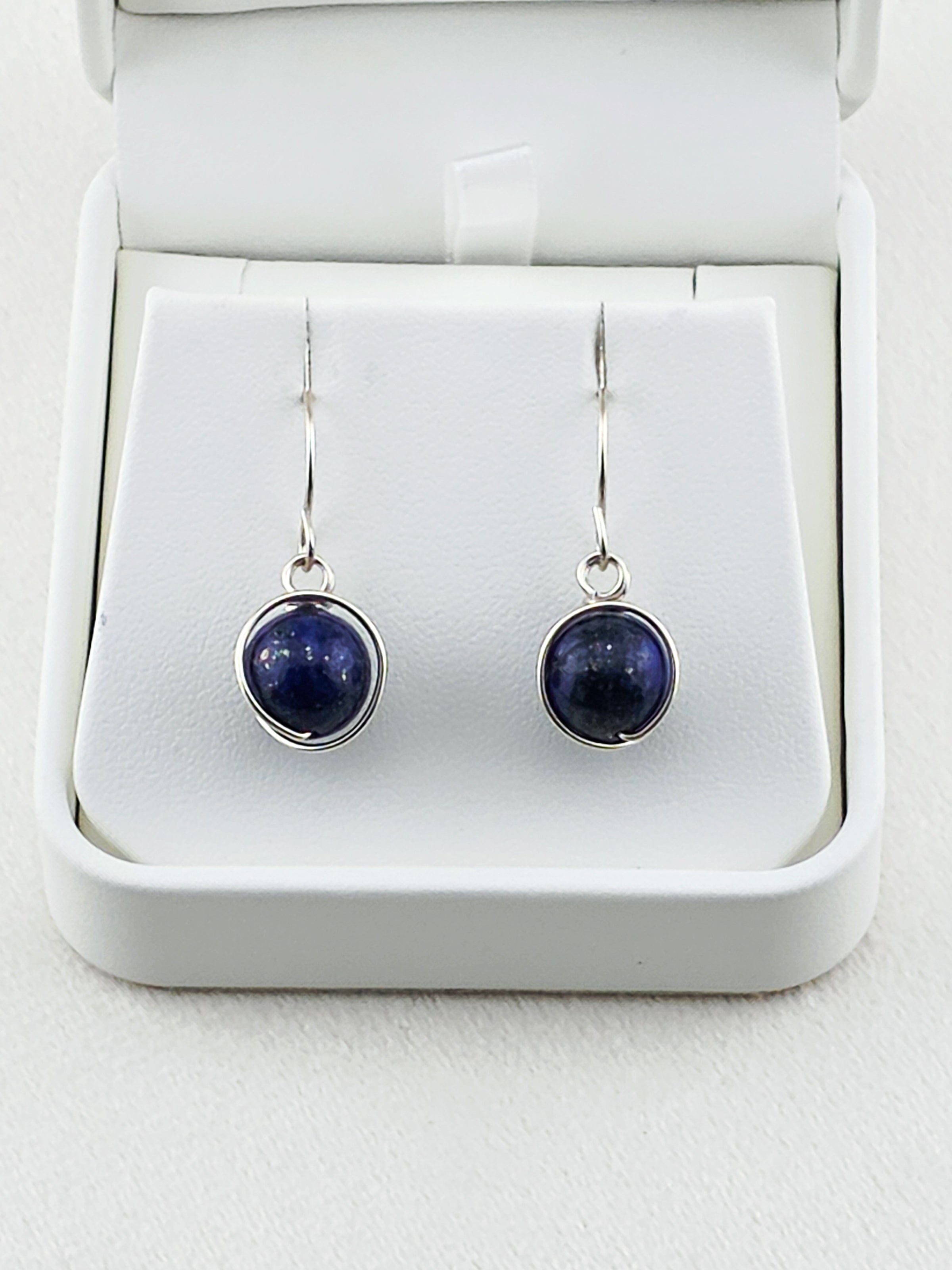 Lapis & Argentium Orbital Earrings