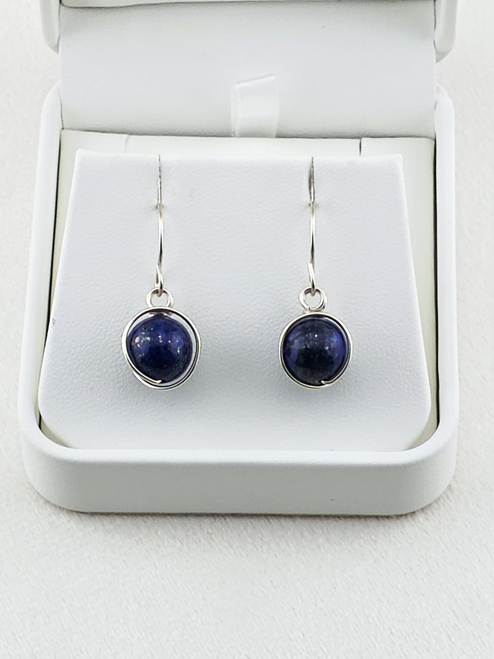 Lapis & Argentium Orbital Earrings