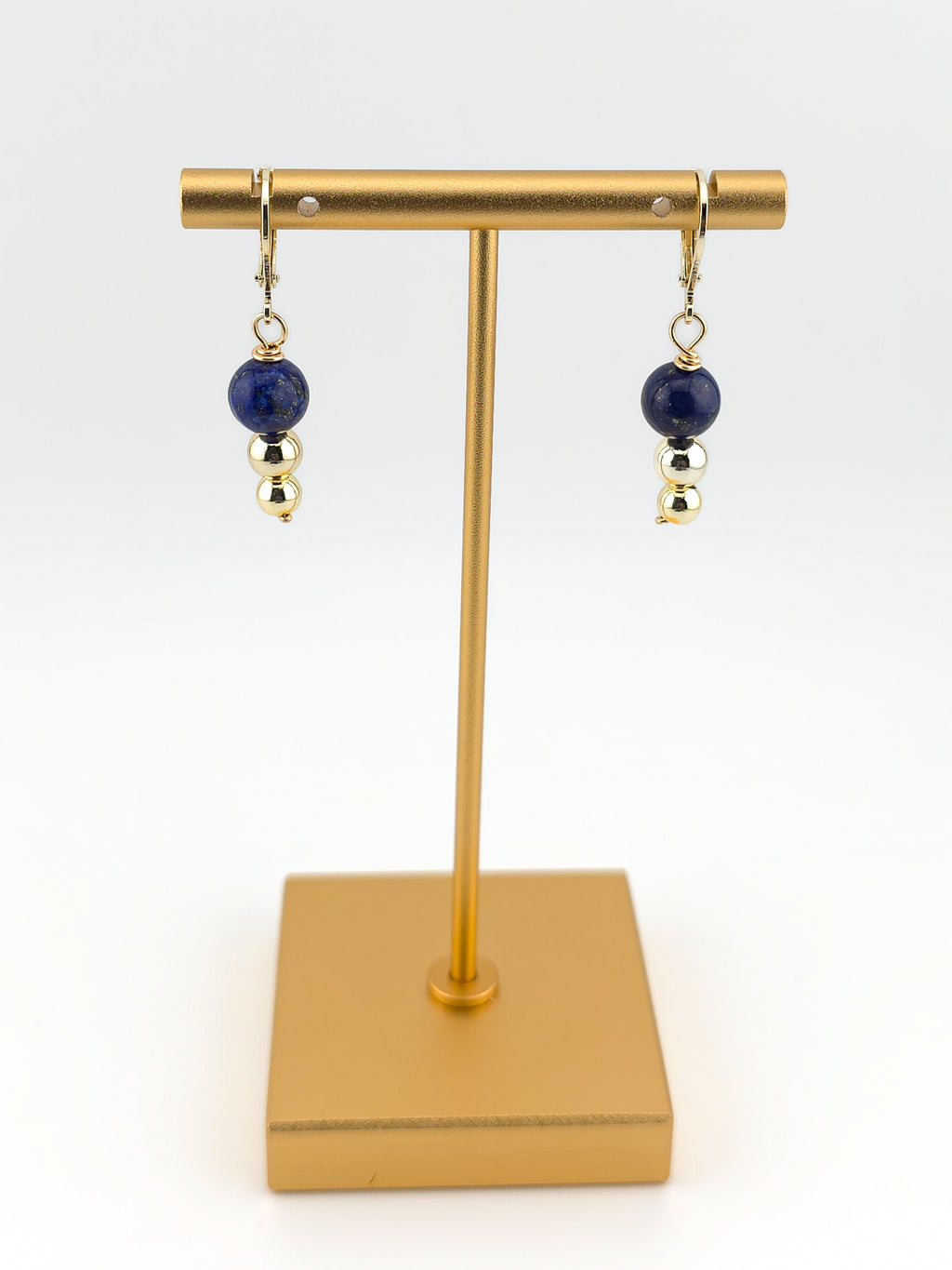 Gold Filled Lapis Tiered Earrings