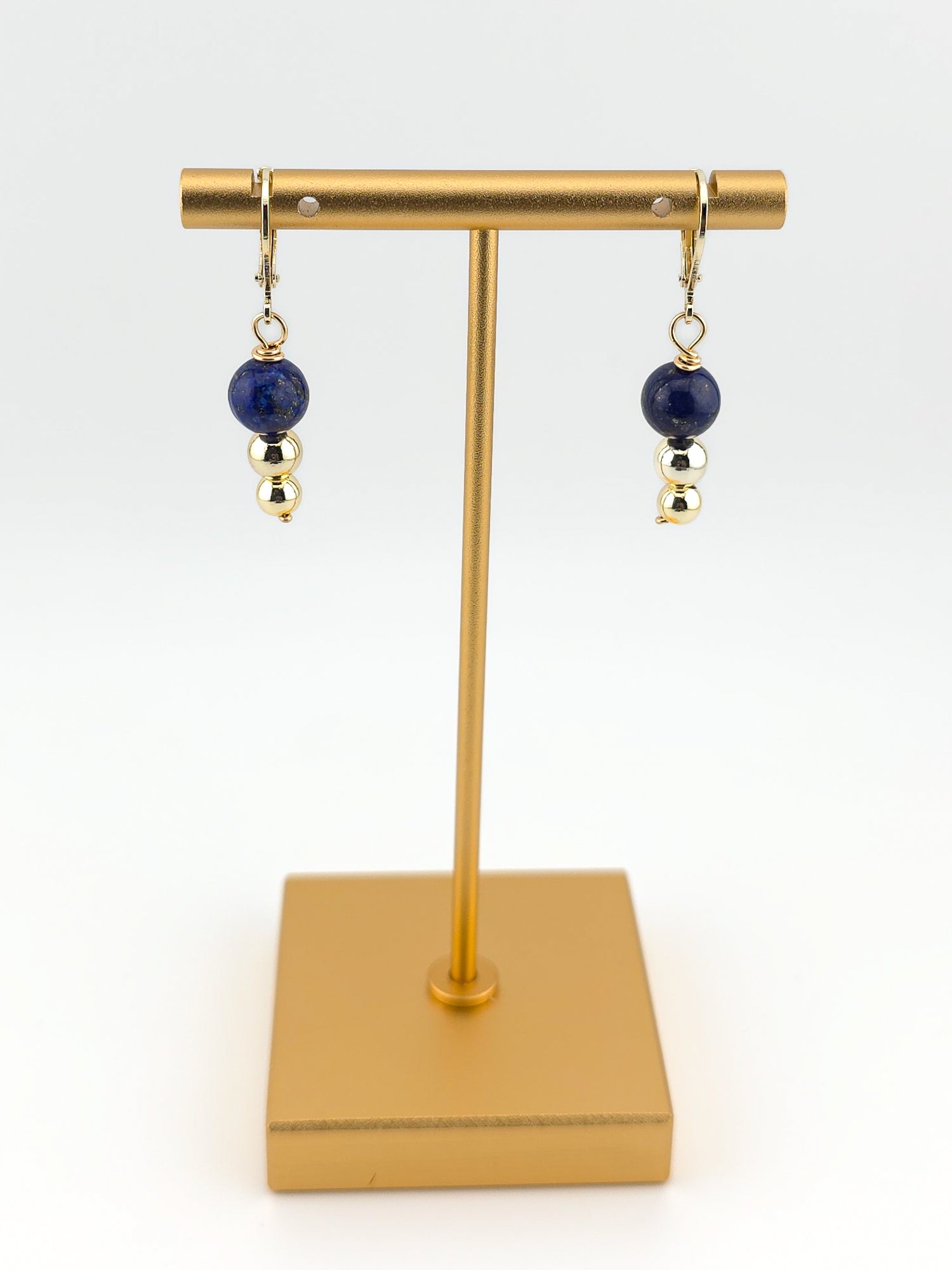 Gold Filled Lapis Tiered Earrings
