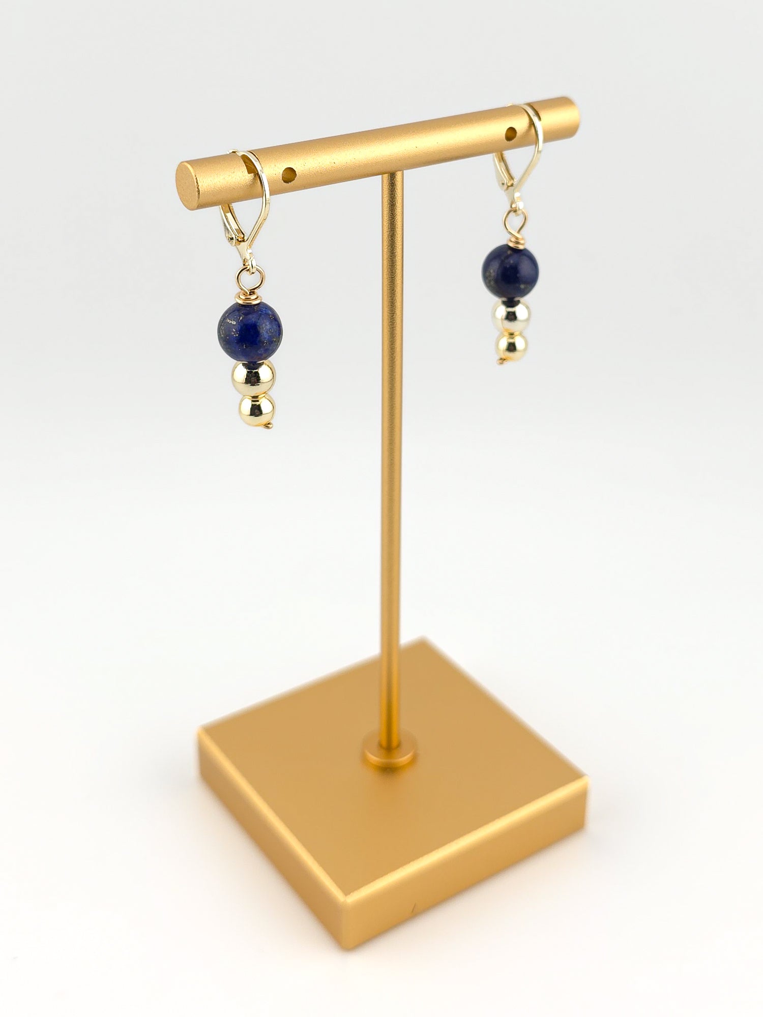 Gold Filled Lapis Tiered Earrings