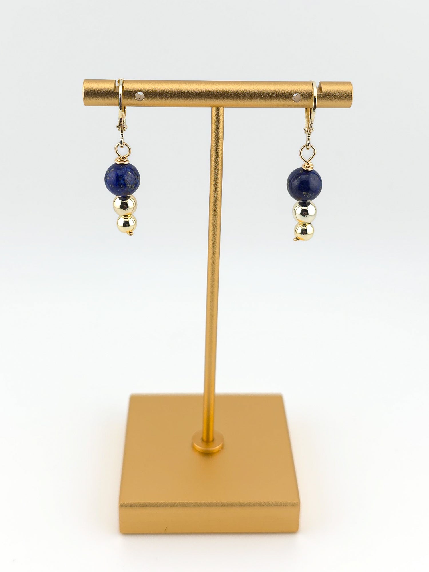 Lapis Gold Filled Tiered Earrings