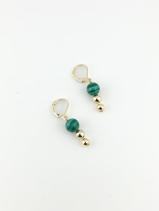 Malachite & Gold Tiered Earrings
