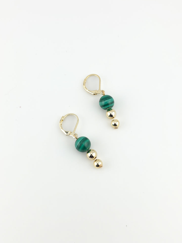 Malachite & Gold Tiered Earrings