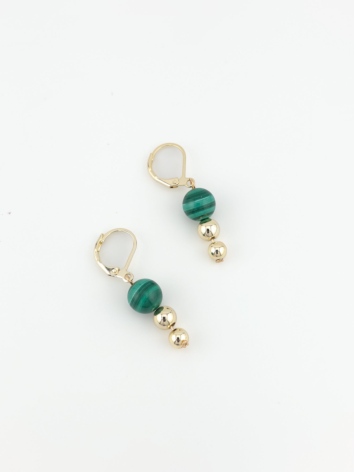 Malachite & Gold Tiered Earrings