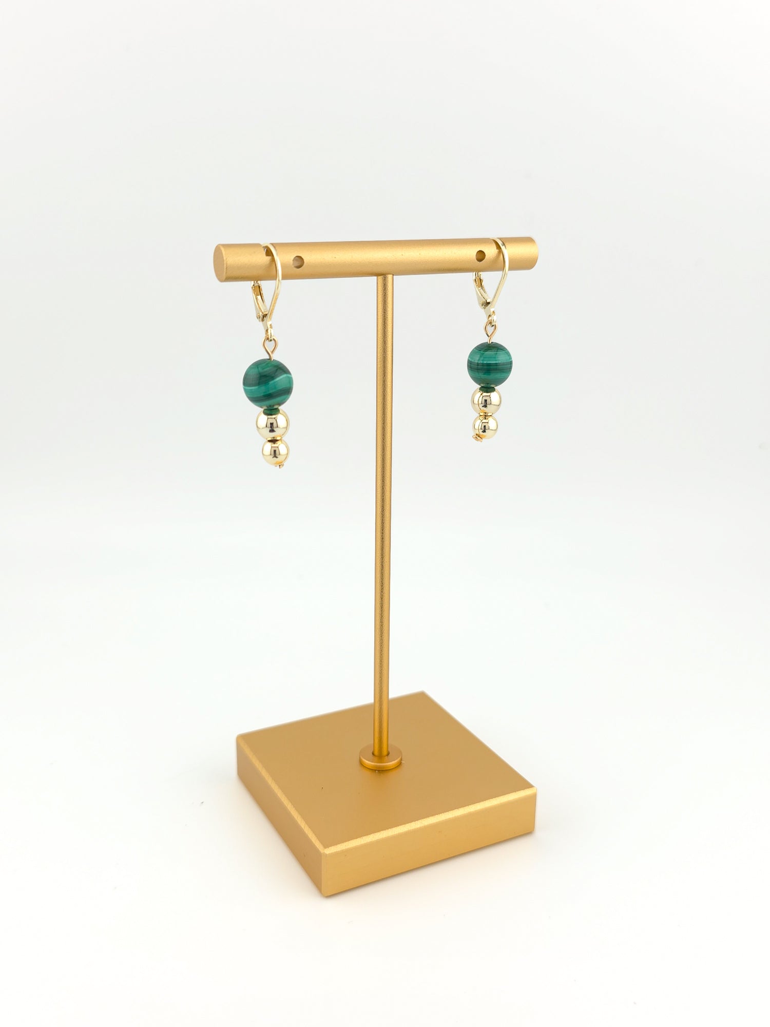 Malachite & Gold Tiered Earrings