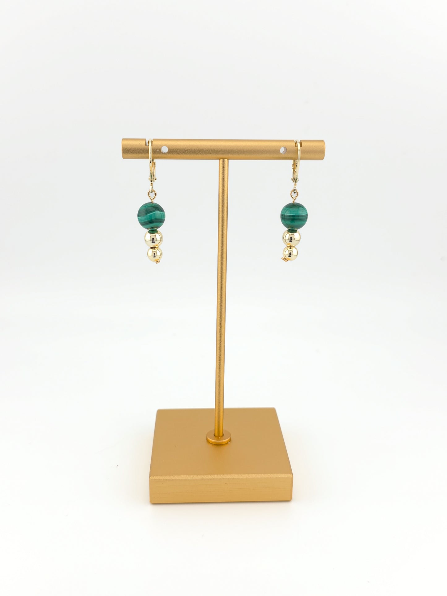 Malachite & Gold Tiered Earrings