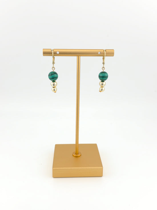 Malachite & Gold Tiered Earrings