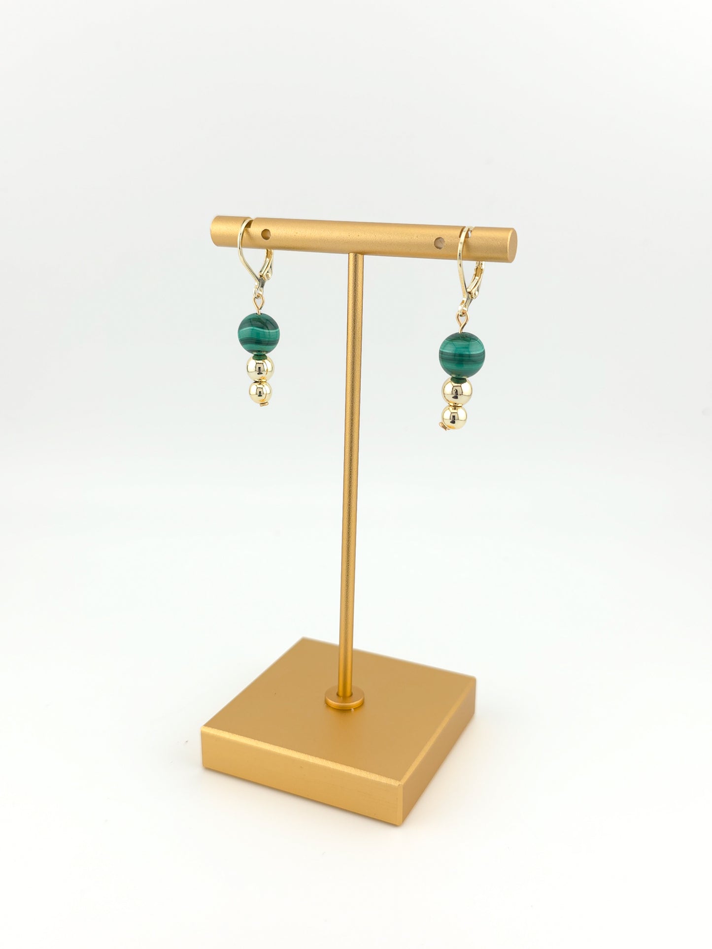 Malachite & Gold Tiered Earrings