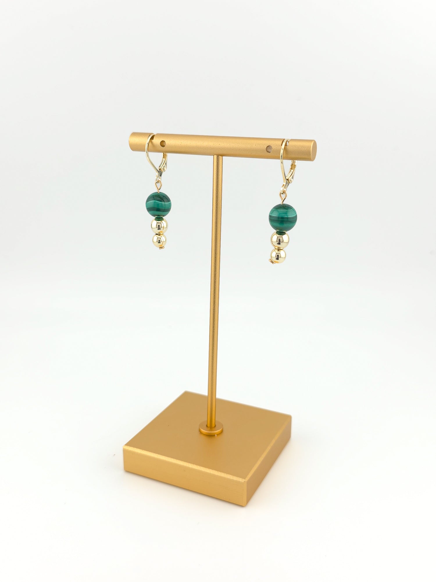 Malachite & Gold Tiered Earrings