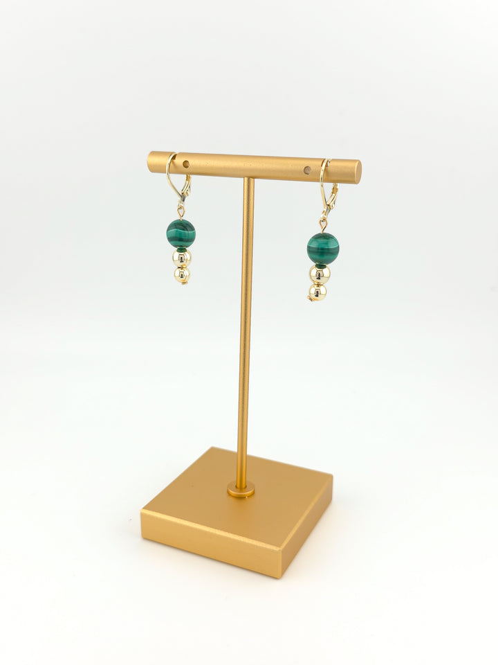 Malachite & Gold Tiered Earrings