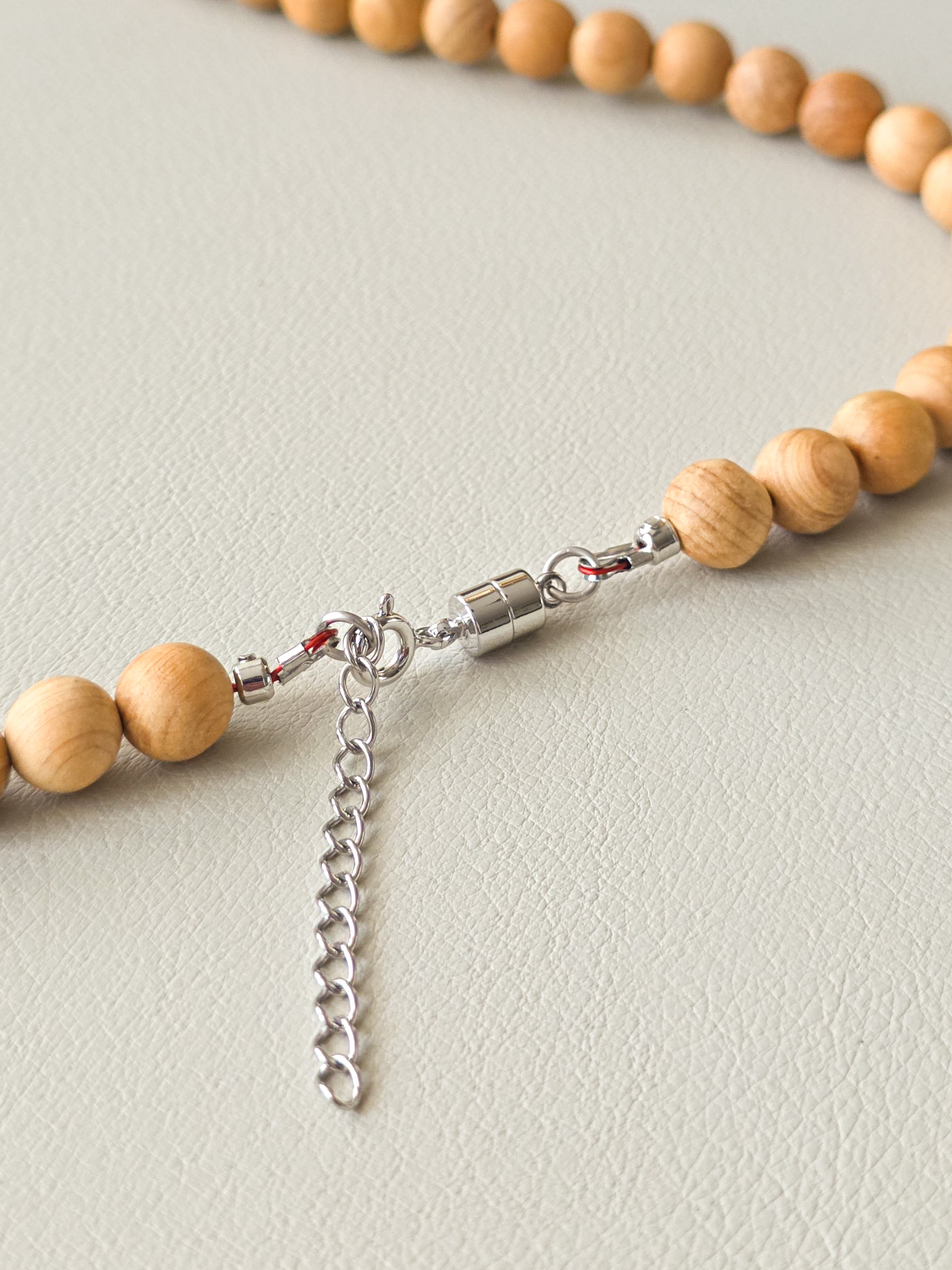 Amazonite & Thuja Wood Beaded Necklace