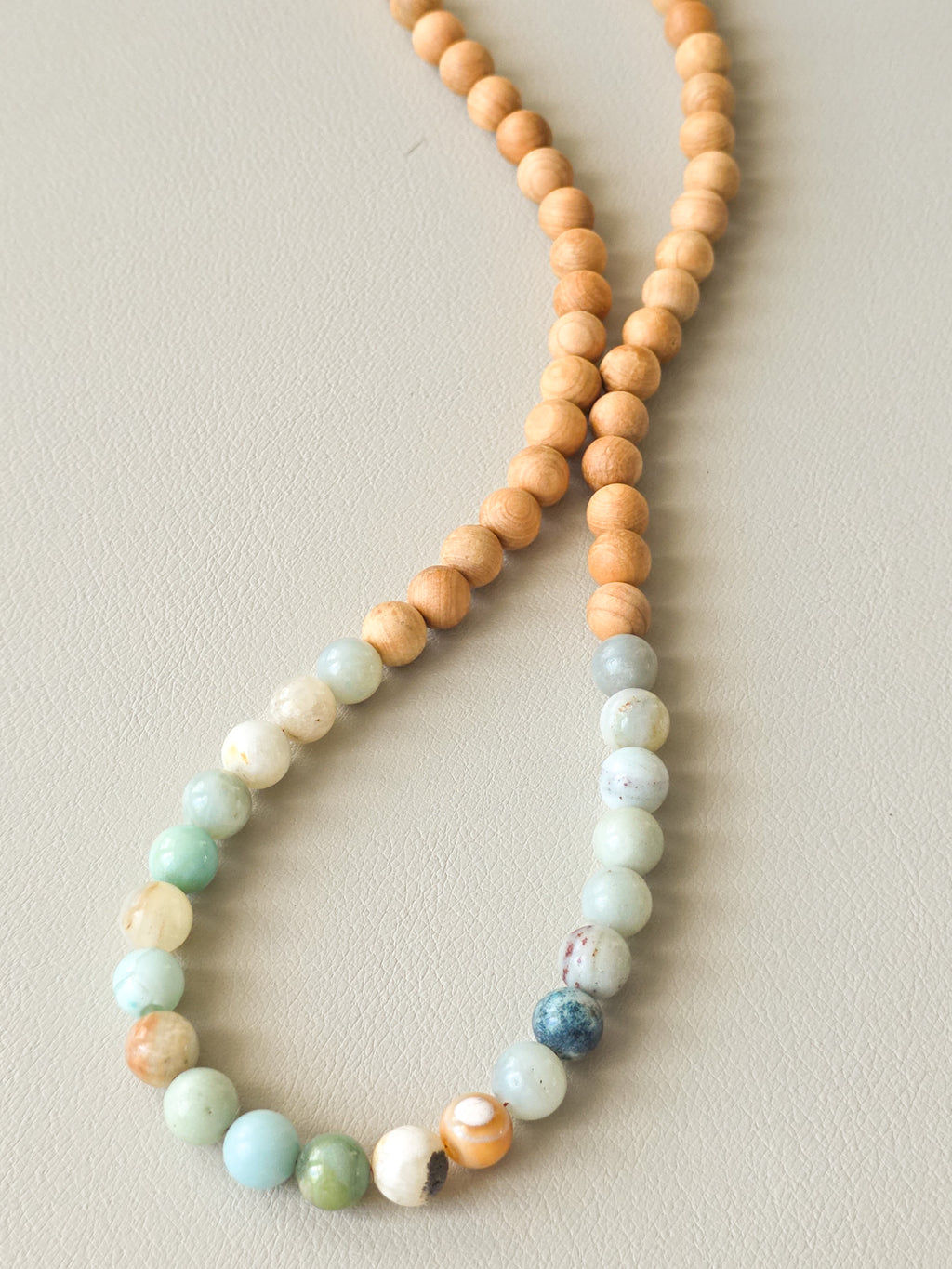 Amazonite & Thuja Wood Beaded Necklace