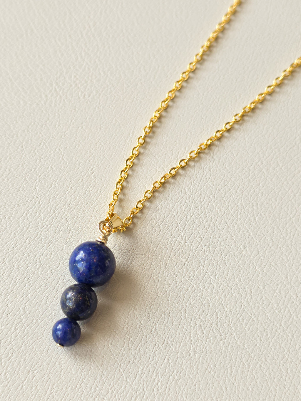 Lapis Tri Stack Pendant Necklace