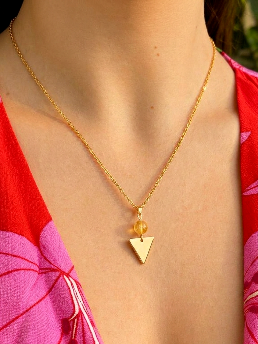 Citrine Charm Pendant Necklace