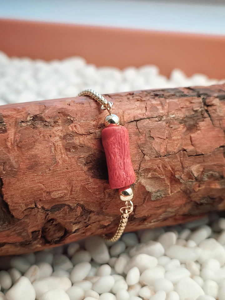 Adjustable Coral Tube Bracelet