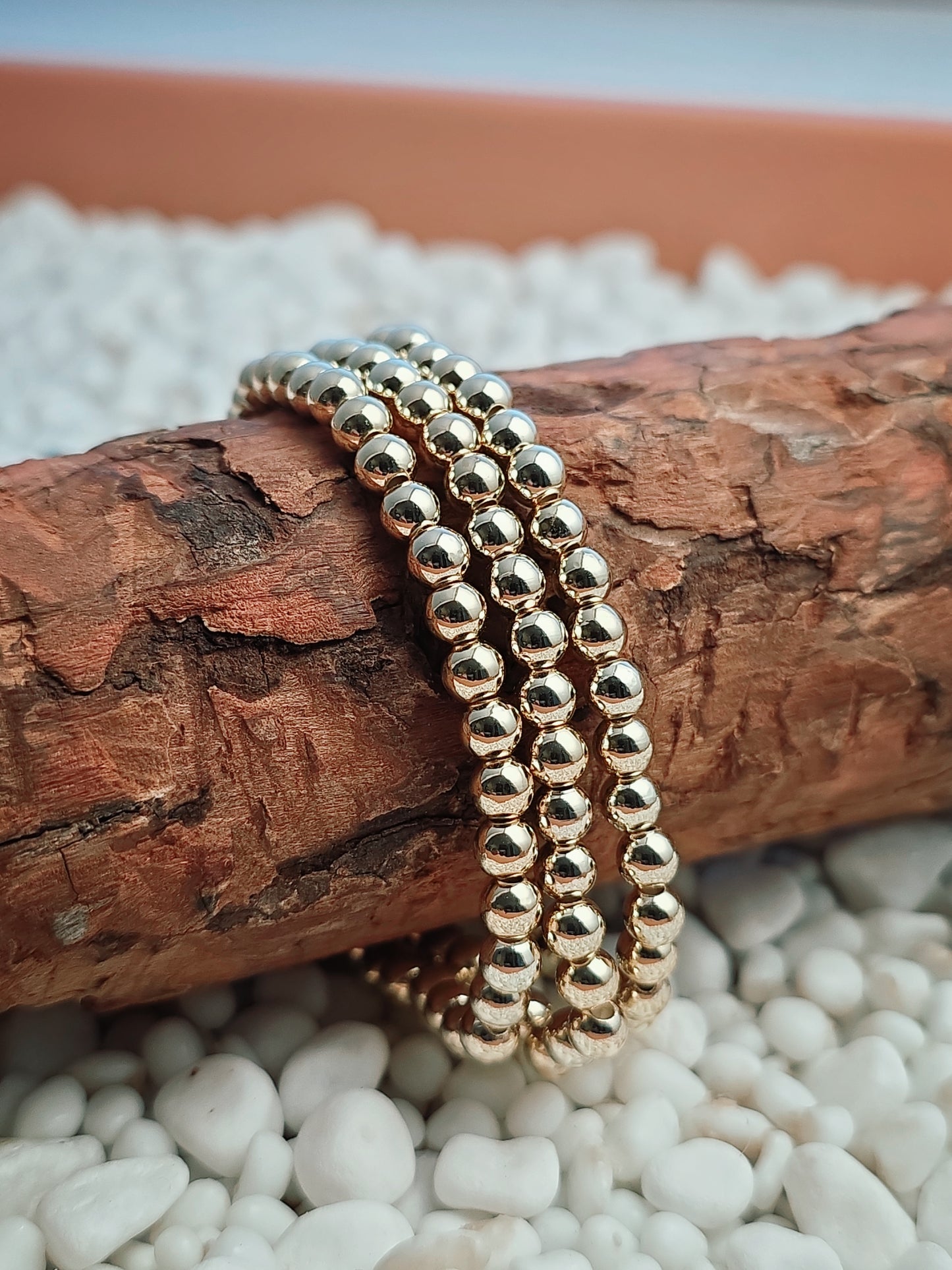 Gold Filled Beaded Stretch Bracelet (5mm)