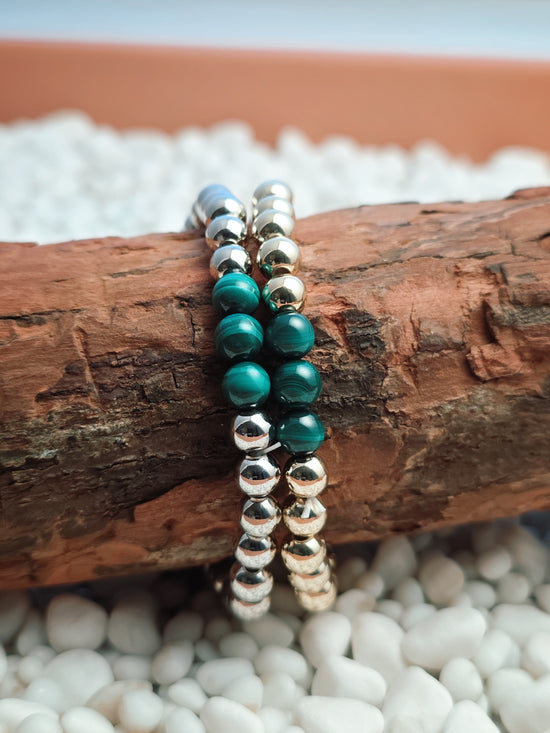 Gold Filled Malachite Beaded Bracelet