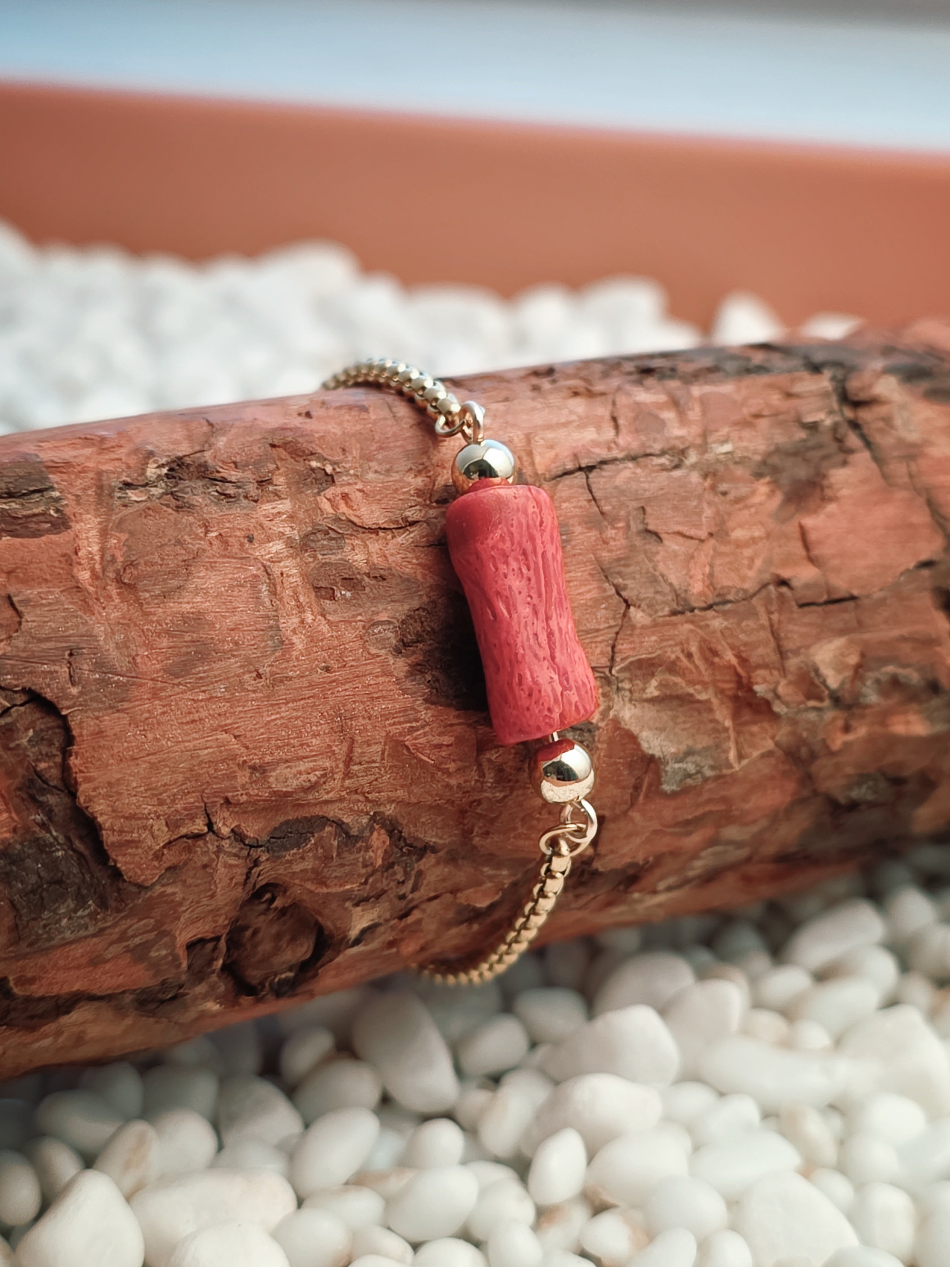 Gold Stainless Steel Coral Tube Bracelet