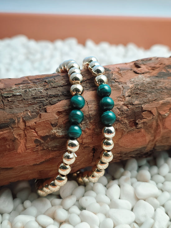 Gold Filled Malachite Beaded Bracelet