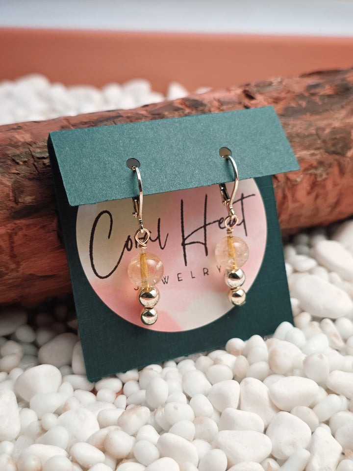 Citrine Gold Filled Tiered Earrings