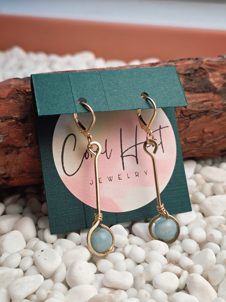 Brass Stem & Amazonite Earrings