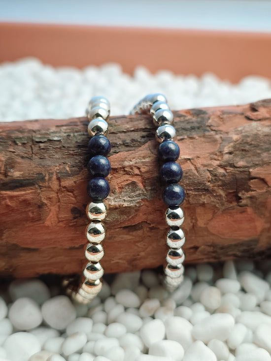 Silver Filled Lapis Lazuli Beaded Bracelet