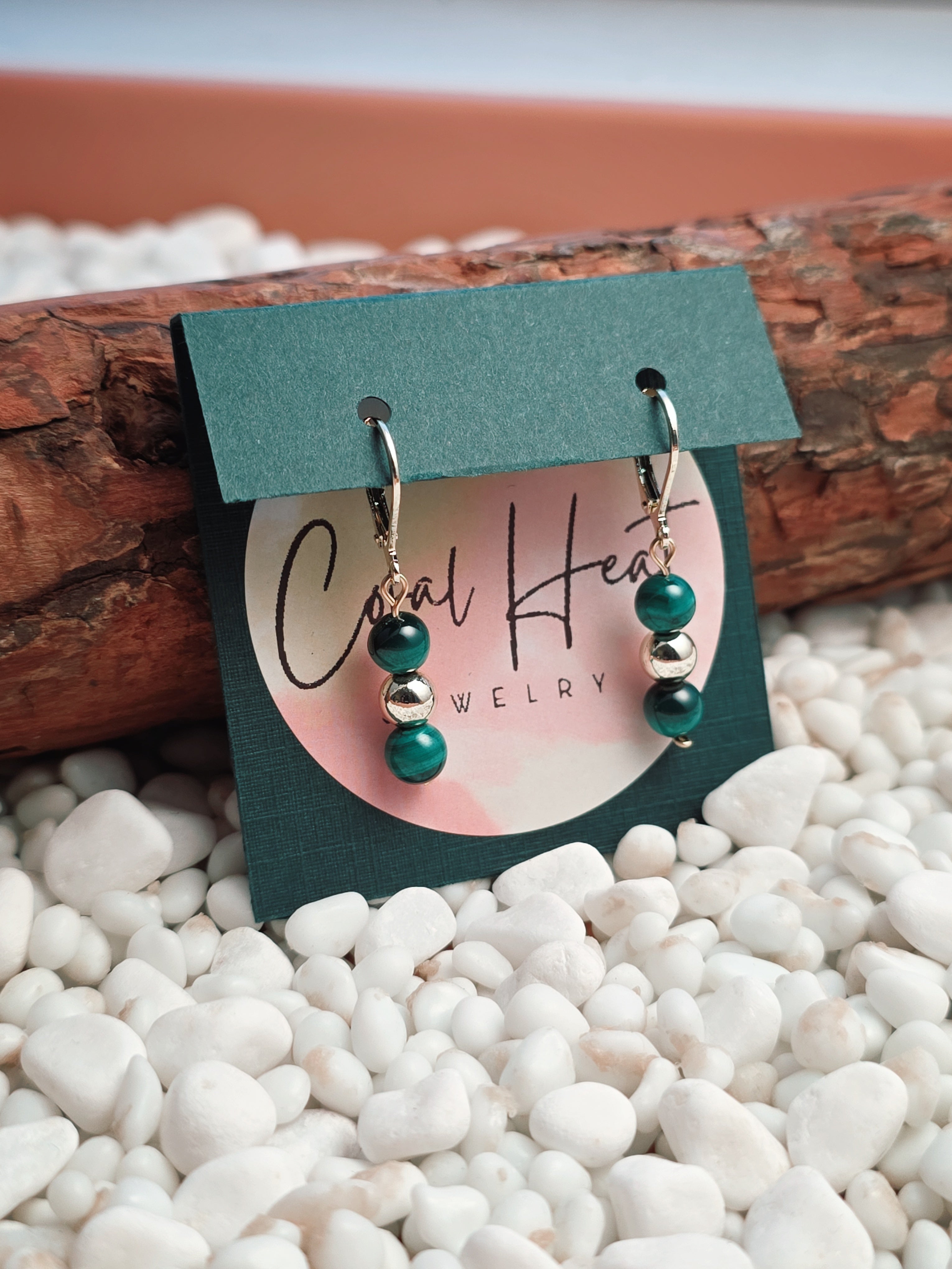 Gold Filled Malachite Classique Earrings